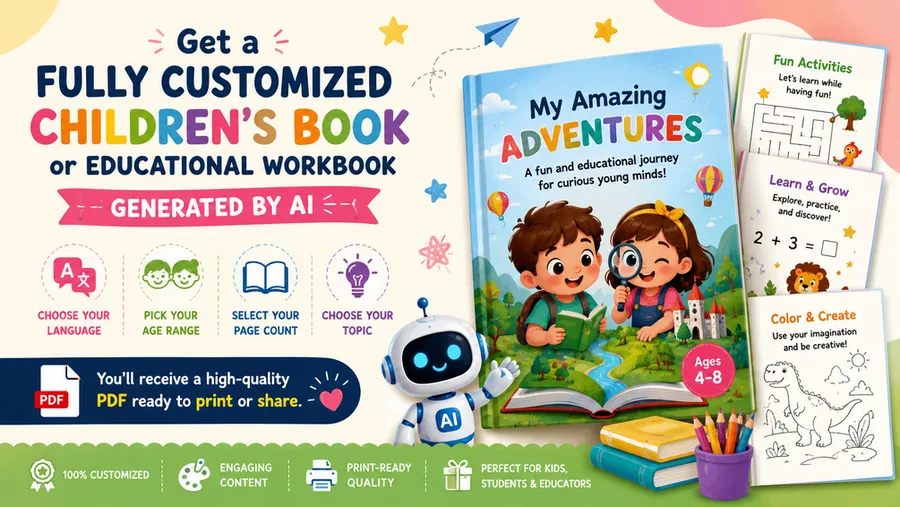 Cover of AI Children's Book / Workbook — Custom Generated