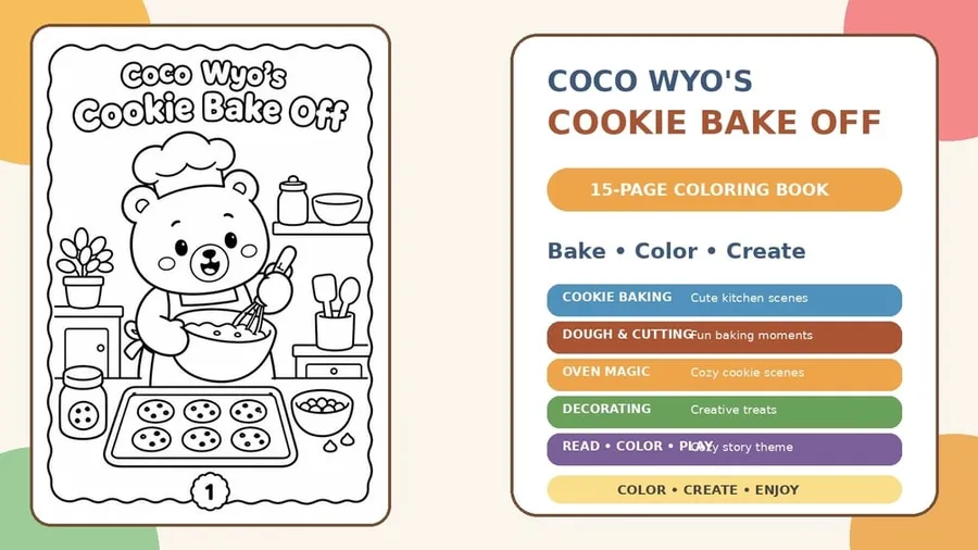 Cover of Coco Wyo's Cookie Bake Off: Coloring Book for Kids