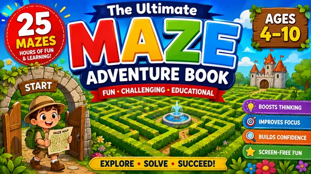 Cover of Maze Mania for Kids — 25 Epic Mazes from Easy to Hard