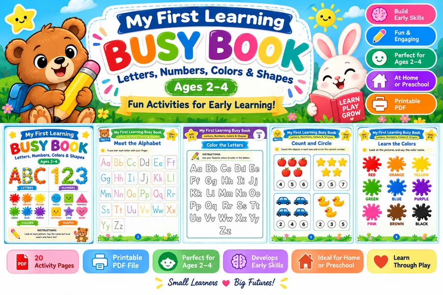 Cover of My First Learning Busy Book: Letters, Numbers, Colors & Shapes