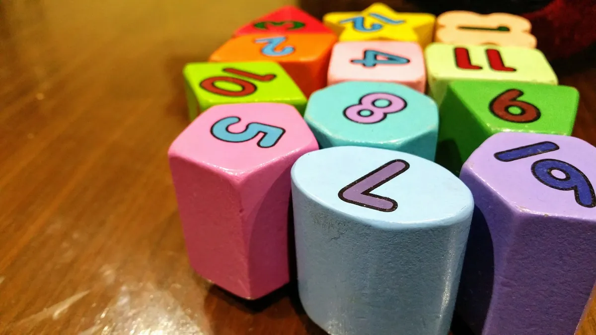 Colorful wooden blocks with numbers