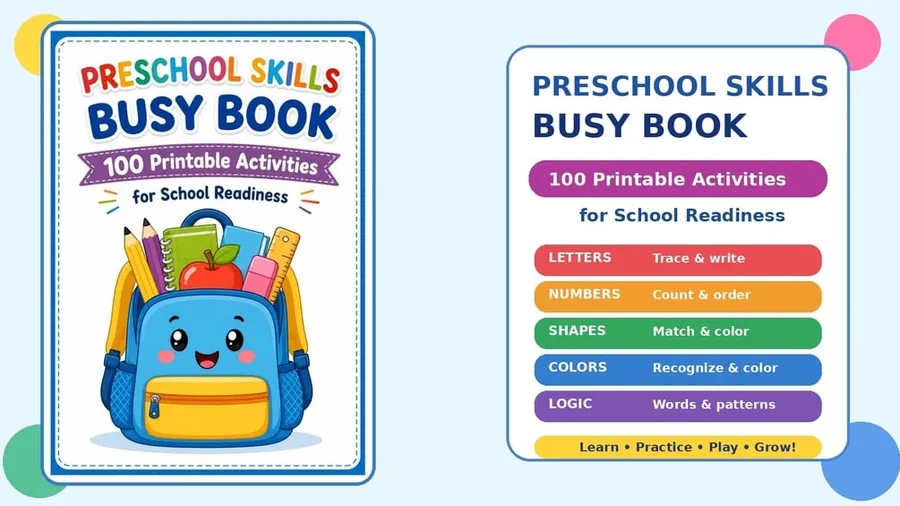 Cover of Preschool Skills Busy Book: 100 Printable Activities for School Readiness