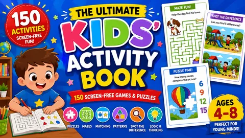 Cover of The Ultimate Kids' Activity Book — 25 Screen-Free Games & Puzzles